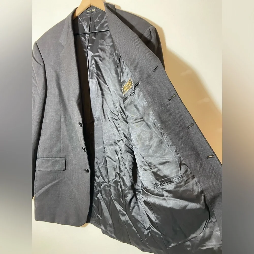 Sergio Valentino Gray 4 Button 100% Wool 52 6 L Blazer Jacket Super 100